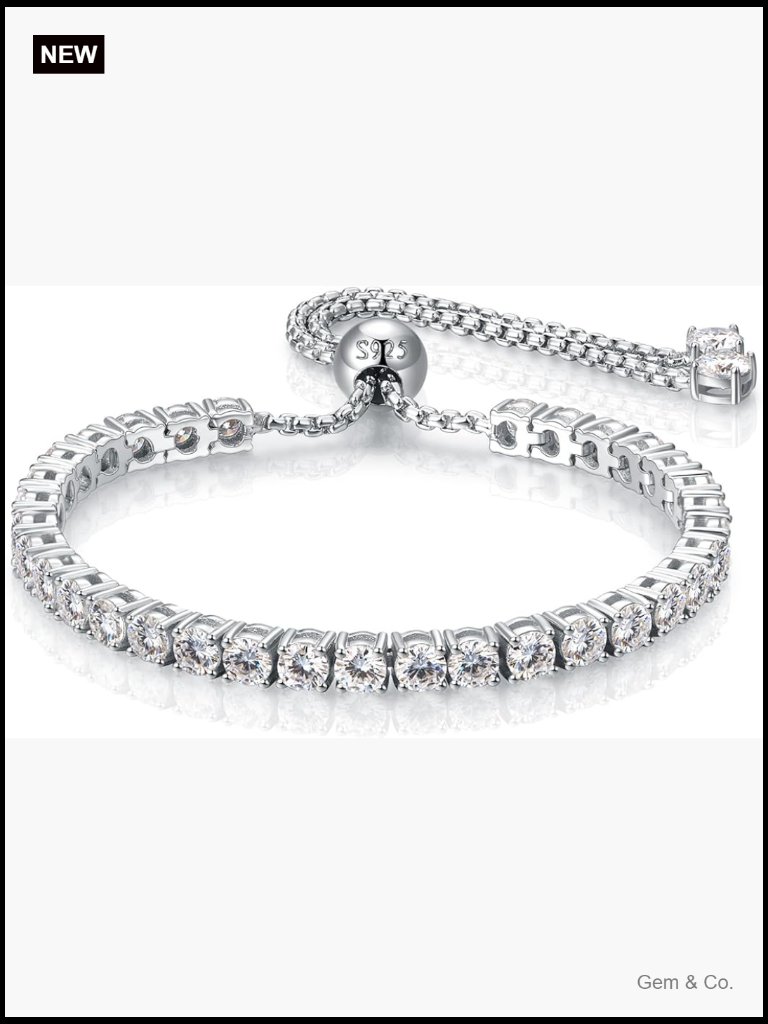 4mm Moissanite Tennis Bracelet, 10.9ct Adjustable, 925 Sterling Silver, Luxury